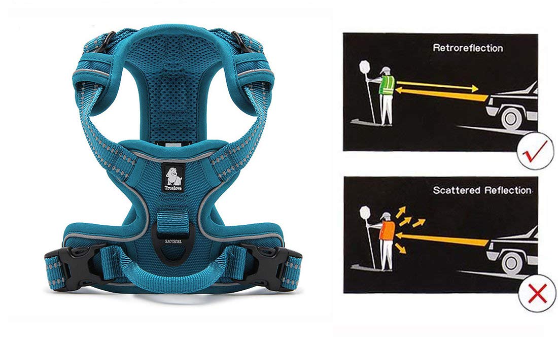 Truelove Soft Front Dog Harness Best Reflective No Pull Harness With Handle And 2 Leash Attachments