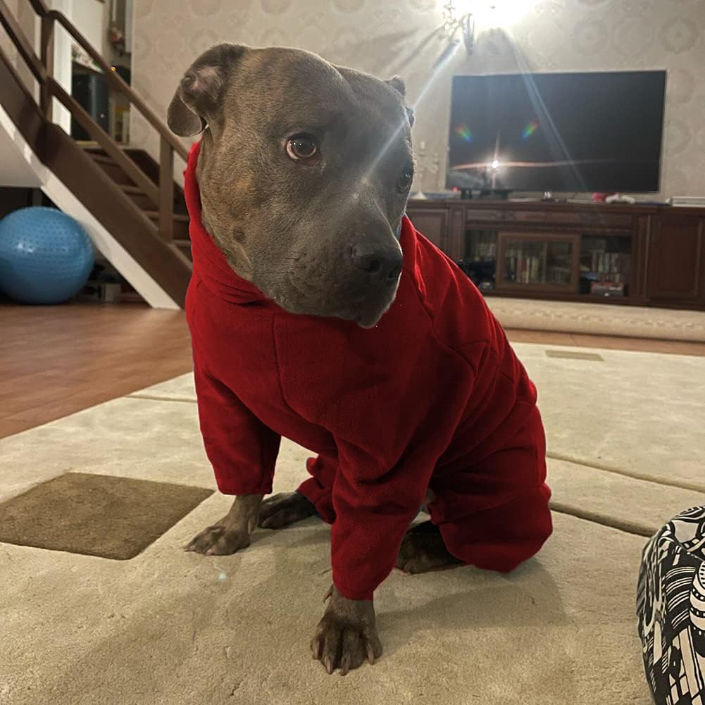 Polar Fleece Dog Jacket - Windproof, Warm, Padded Winter Coat for Small to 4XL Dogs, Red