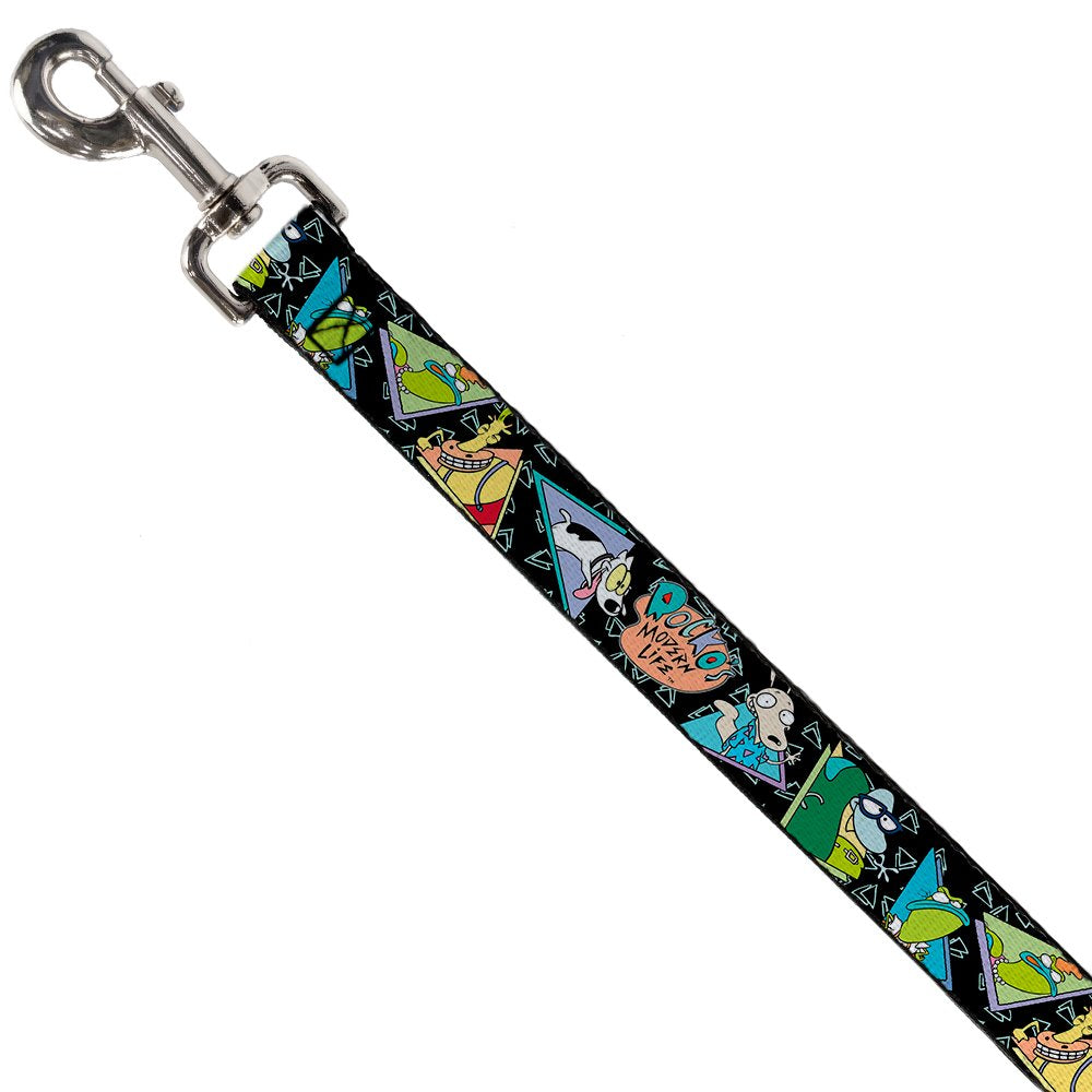 Buckle-Down Dog Leash Rockos Modern Life Character Portraits Triangles Black Blue Available In Different Lengths And Widths For