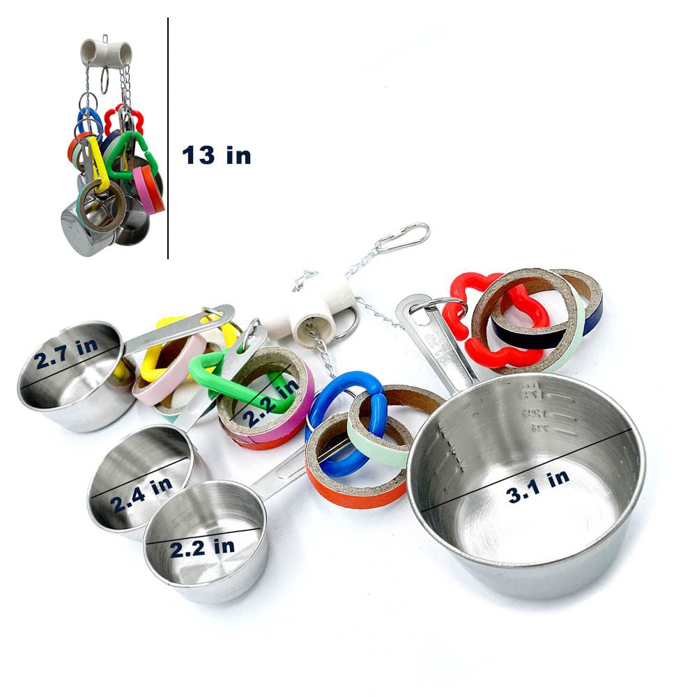 Gilygi Stainless Steel Chewable Parrot Toys With Pullable Pots, Cardboard Rings - Durable Bird Toys For Medium And Large Parrots Amazons, Mini Macaws, African Greys, Cockatoos, Eclectus