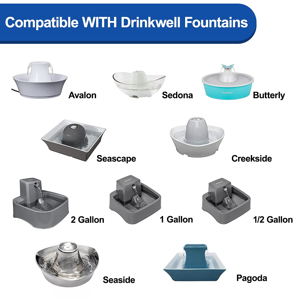 Myfatboss 18Pcs Carbon Filters And Foam Pre-Filter Replacement Compatible With Petsafe Drinkwell Avalon Pagoda Seascape Sedona Water Bowl Water Fountain Prefilters,Pet Water Fountain Filters12+6 Pack