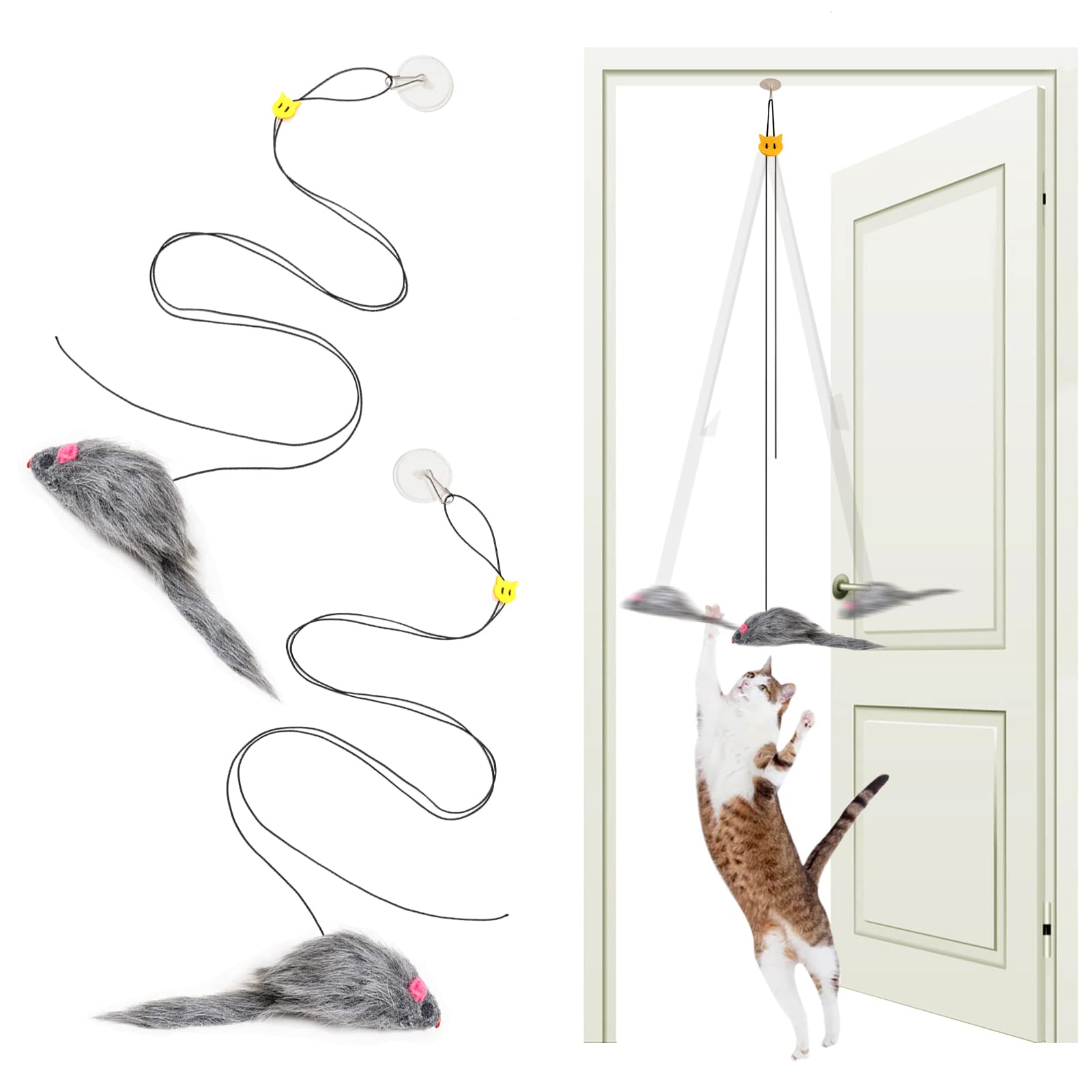 Mintcat Hanging Cat Toy - 2Pcs Interactive Cat Feather Toys For Mental Physical Stimulation, Retractable Teaser Kitten Toys For 