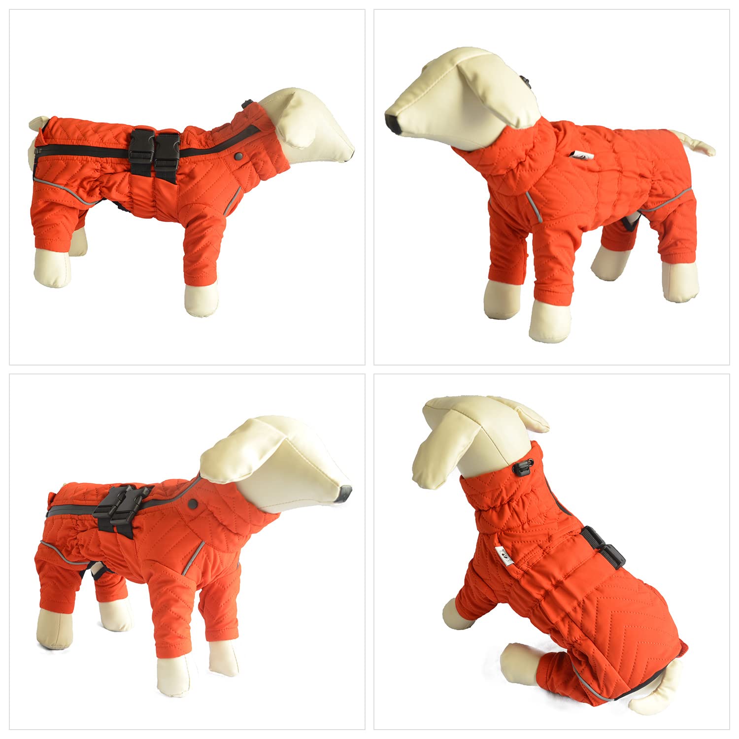 Warm Dog Coat Double Layers Dog Vest, 4 Legs Covered Windproof Waterproof Reflective Warm Dog Vest Outdoor Skating Dog Costume F