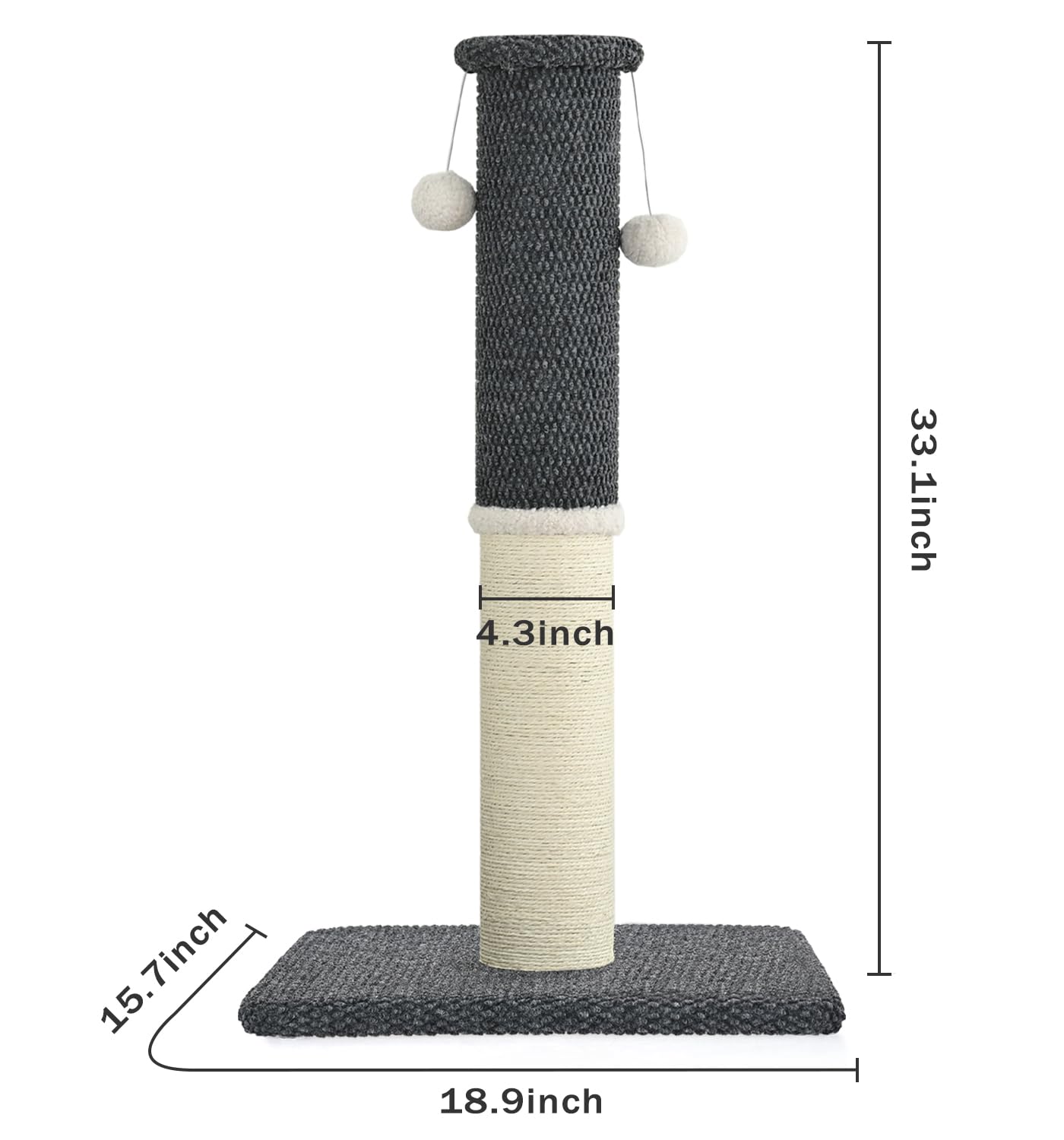 Made4Pets Cat Scratching Post 33', Tall Scratching Posts For Indoor Cats Adults Natural Sisal Rope Cat Scratcher With Replaceme