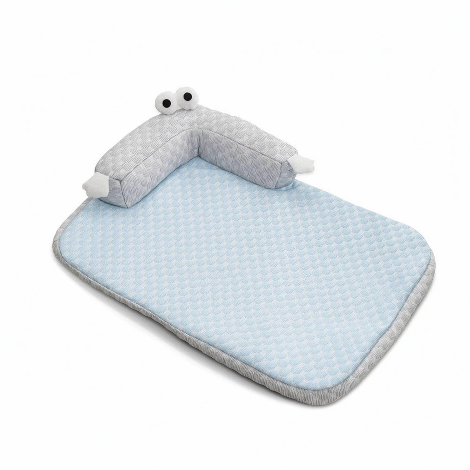 STYLEHEAVEN Washable Cooling Mat with Raised Edge Soft Cooling Mat with Neck Support Pillow LowRise Quilted Pet Bed with Pillow