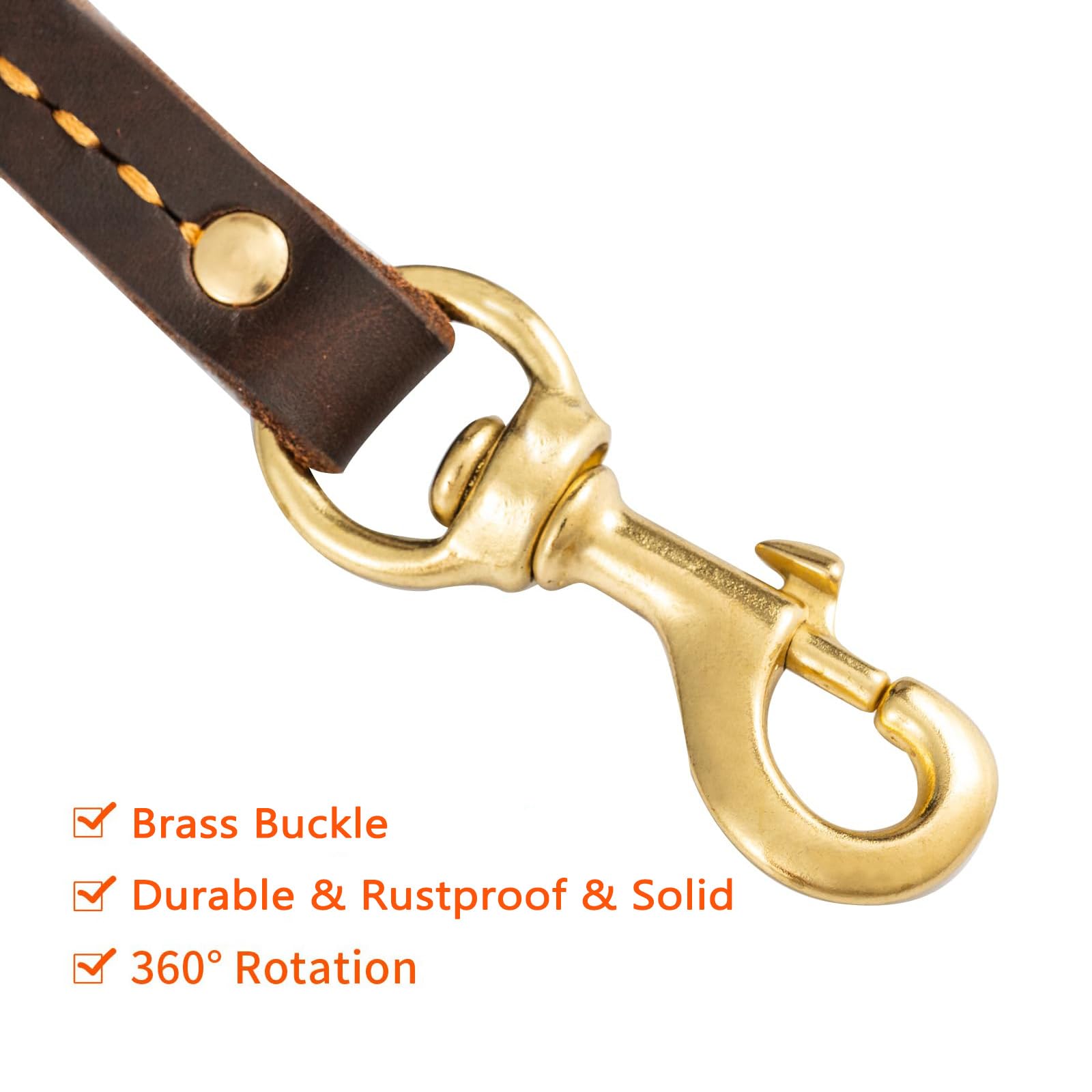 Guiding Star Leather Dog Leash 4Ft, Dog Leashes For Large Dogs Heavy Duty, Soft Handmade Leather Training Leash For Small Medium