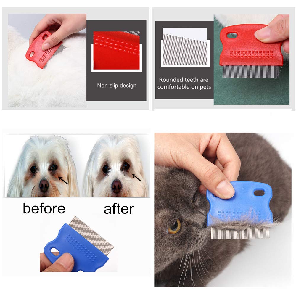 2 Pcs Cat Combs Dogs Grooming Combs Tear Stain Remover, Effectively Removes Crust, Loose Hair, Eye Stain On Pet(Random Color)