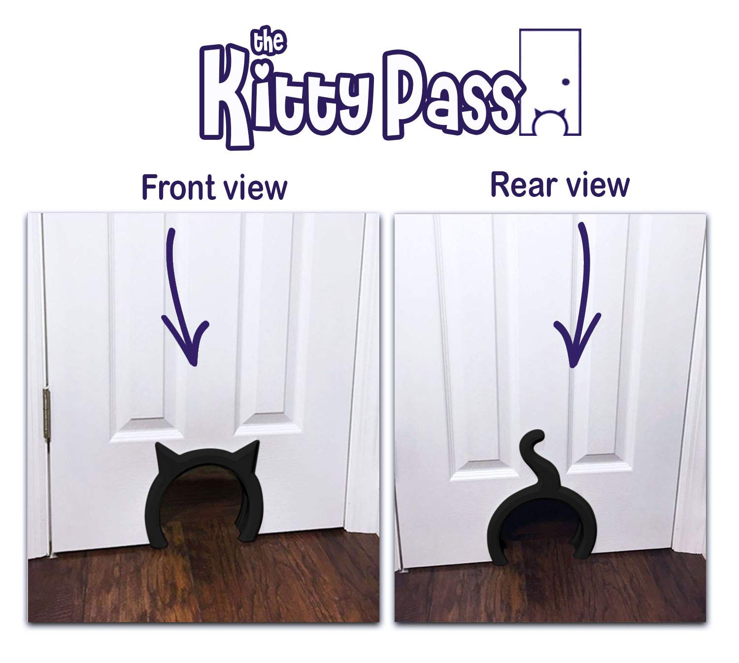 The Kitty Pass Cat Door For Interior Door - Cat Hole Kitty Door For Hidden Litter Box - Special Midnight Edition - Pet Door For
