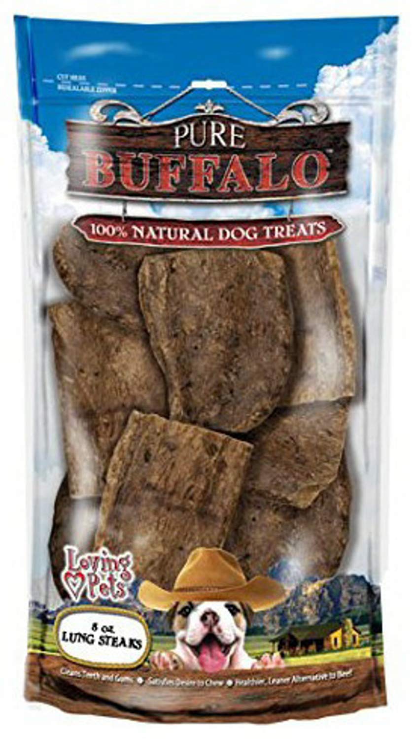 Loving Pets Pure Buffalo Lung Steaks Dog Treat, 8 -Ounce