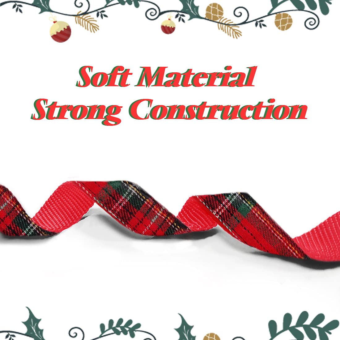 Azuza Christmas Buffalo Dog Collar And Leash Set, Classic Plaid Collar With Removable Bowtie And Matching Leash For Puppy Small Dogs