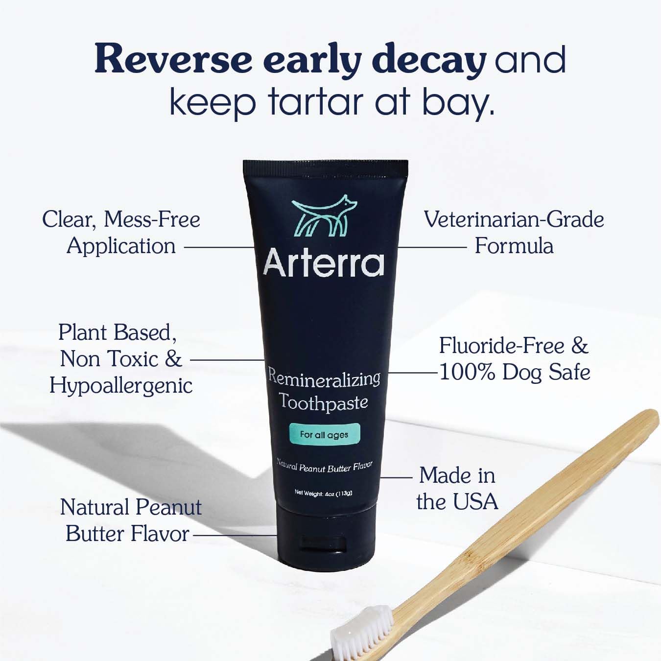 Remineralizing Dog Toothpaste - Vet-Grade, with Nano-Hydroxyapatite, Reverses Early-Stage Decay, Cleans Teeth, Reduces Tartar, F