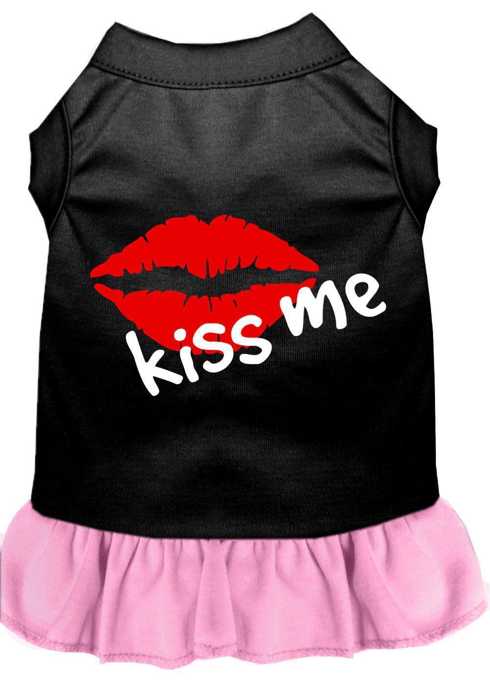 Dog Dress, Screen Printed, Kiss Me Black W/Light Pink 2XL (20-25 lbs.)