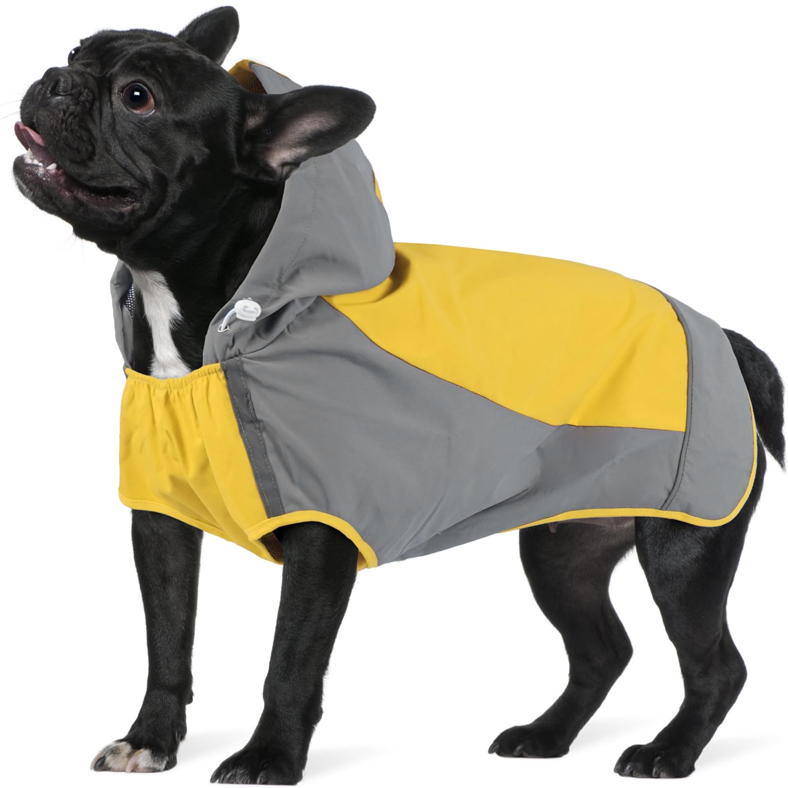 Iecoii Dog Raincoat,Waterproof Rain Jacket For Medium Dogs,Adjustable Pet Rain Coat With Magic Sticker Closure,Reflective Doggy 