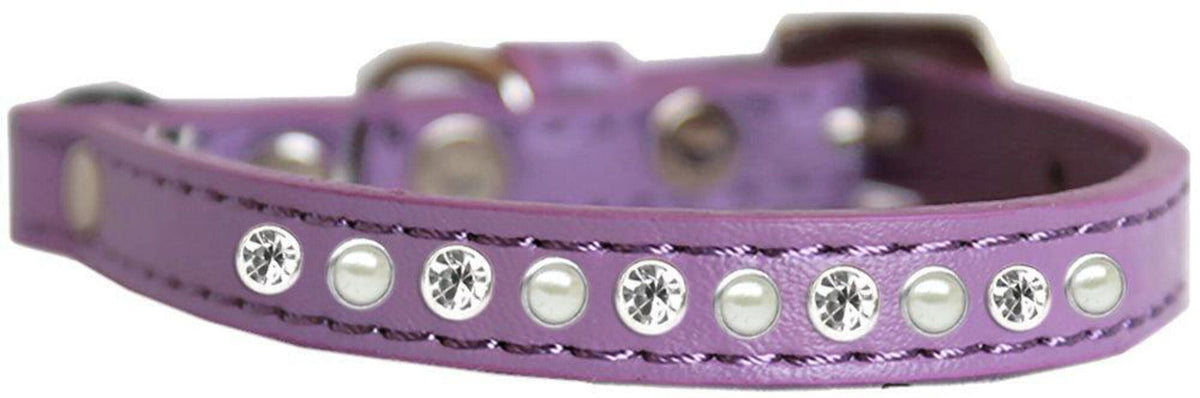 Mirage Pet Product Pearl and Clear Jewel Cat Safety Collar Lavender Size 10