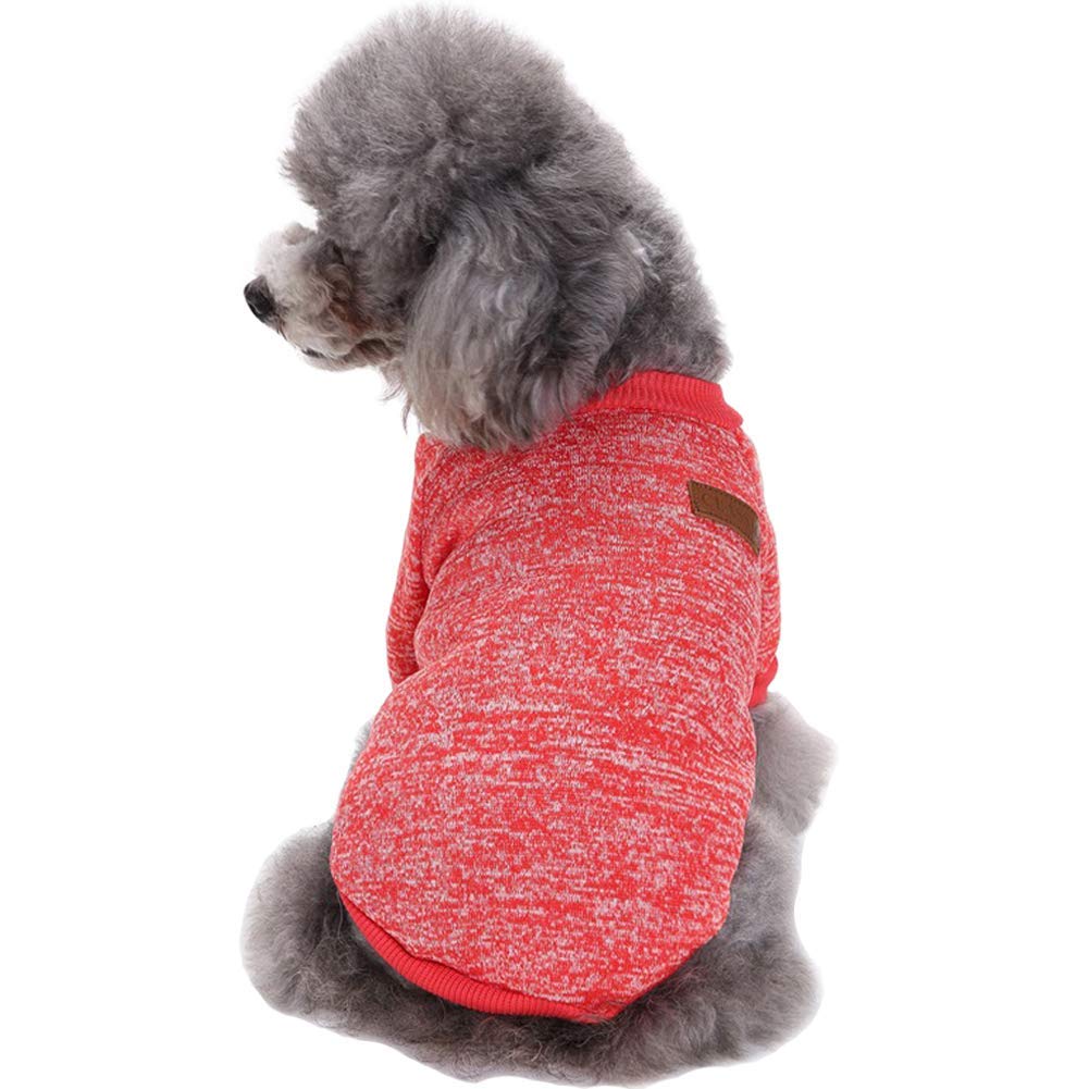 Chborless Pet Dog Classic Knitwear Sweater Warm Winter Puppy Pet Coat Soft Sweater Clothing For Small Dogs (Xxs, Red)