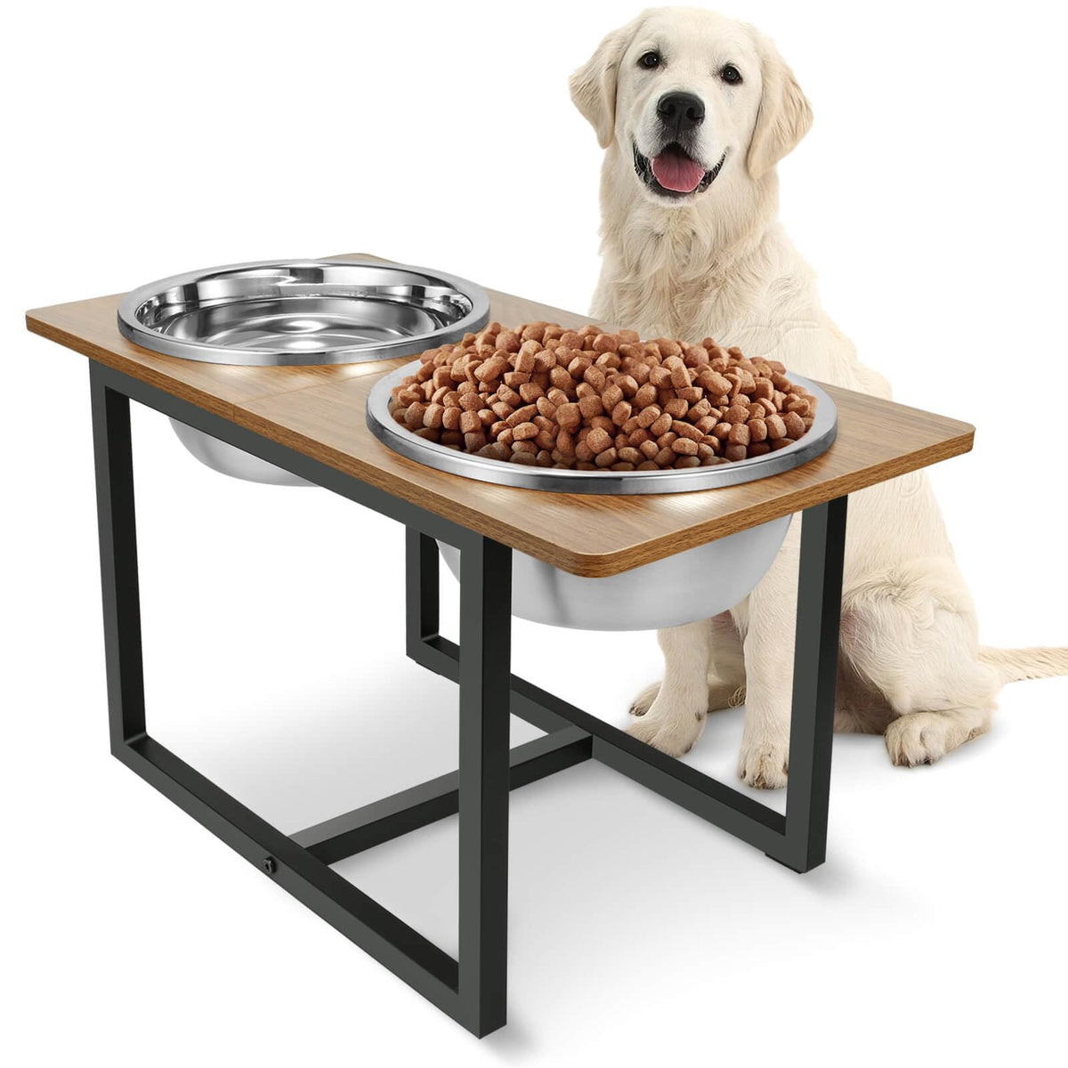 Spacnom Elevated Dog Bowls for Large Dogs, Raised Dog Bowl Stand with Two X-Large Stainless Steel Bowls for Dogs, 3.5L Capacity,