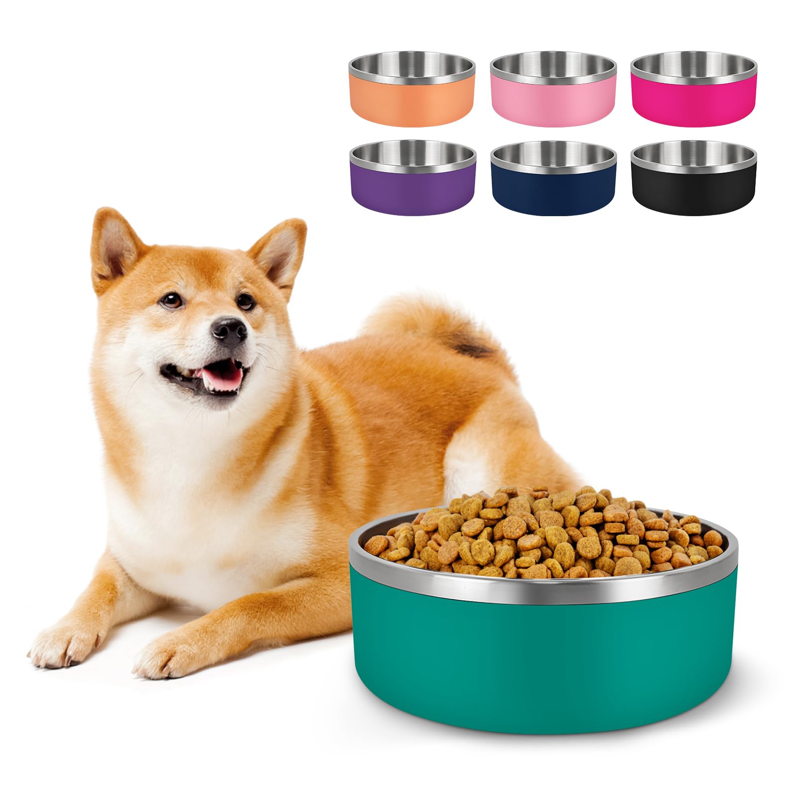 LIHONG Stainless Steel Dog Bowls for Small Medium Sized Dogs Non Slip,Insulated Dog Bowl,Pet Bowl for Food and Water,Rustproof(4