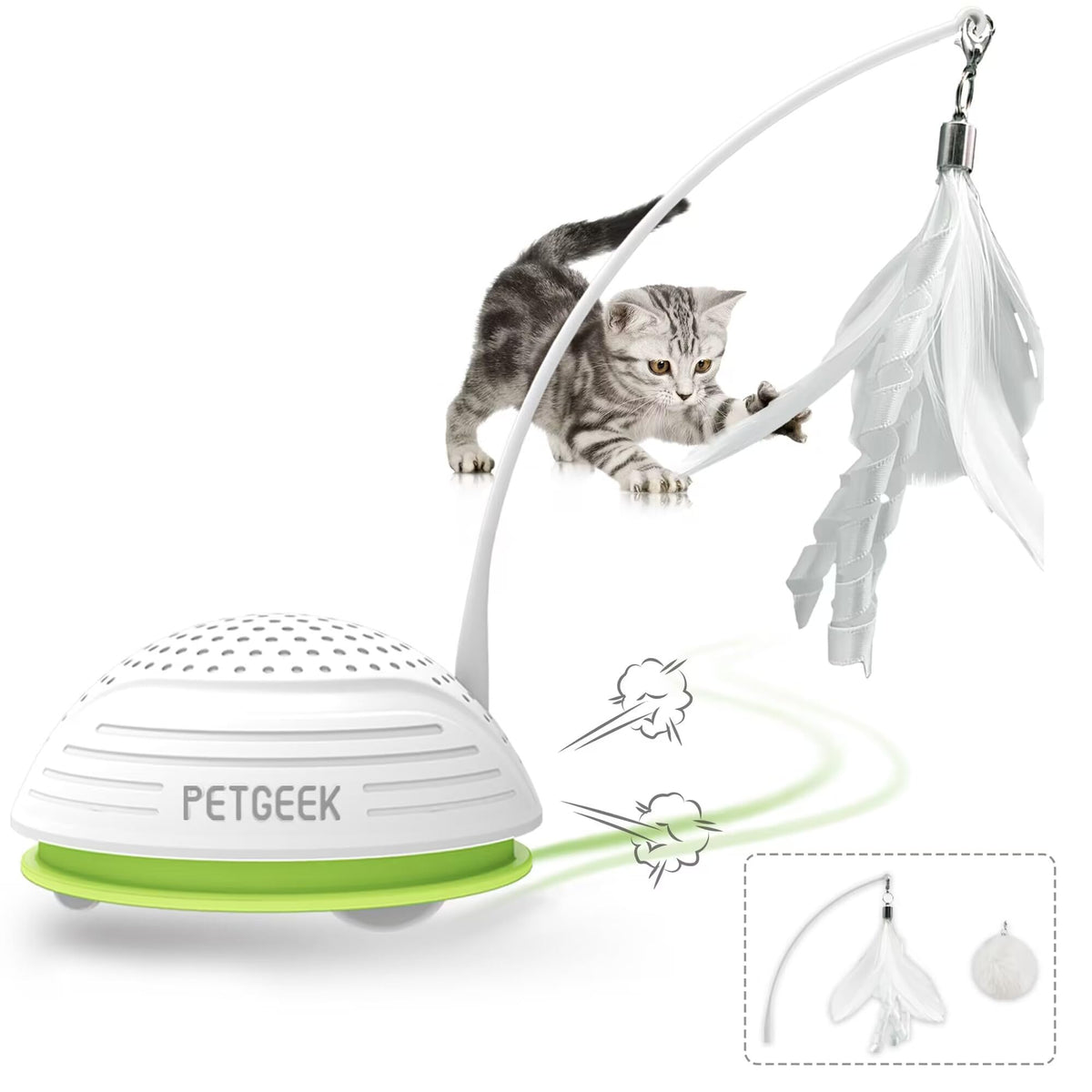 Petgeek Automatic Cat Toy, Interactive Cat Toy With Mouse Sound Squeaky, Kitty Toys For Cat Small, Feather Cat Toys For Indoor Cats, Best Gift For Birthday, Thanksgiving, Christmas, New Year