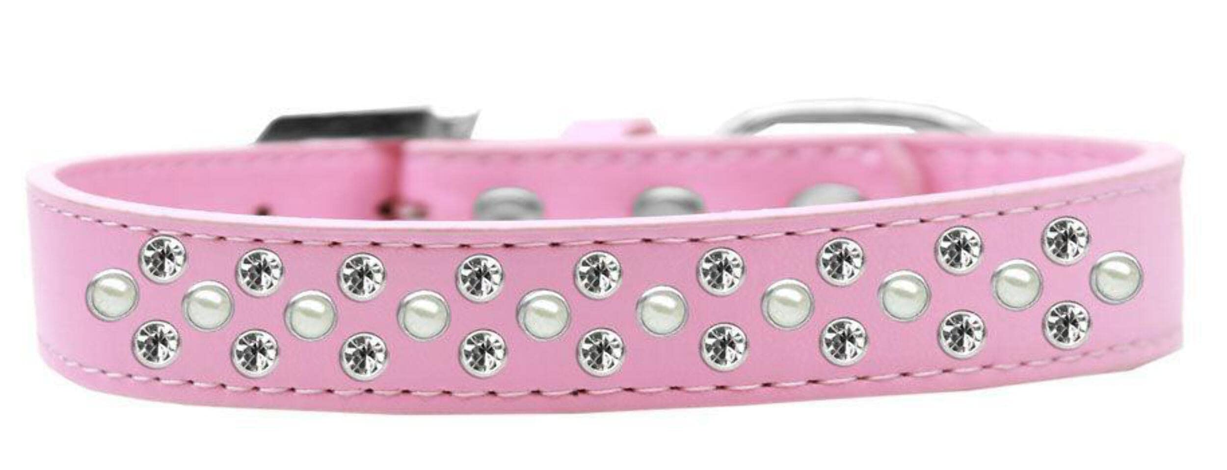 Mirage Pet Products Sprinkles Dog Collar with Pearl and Clear Crystals, Size 18, White