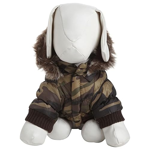 Pet Life Metallic Fashion Dog Parka With Removable Hood Camo Metallic (Medium)