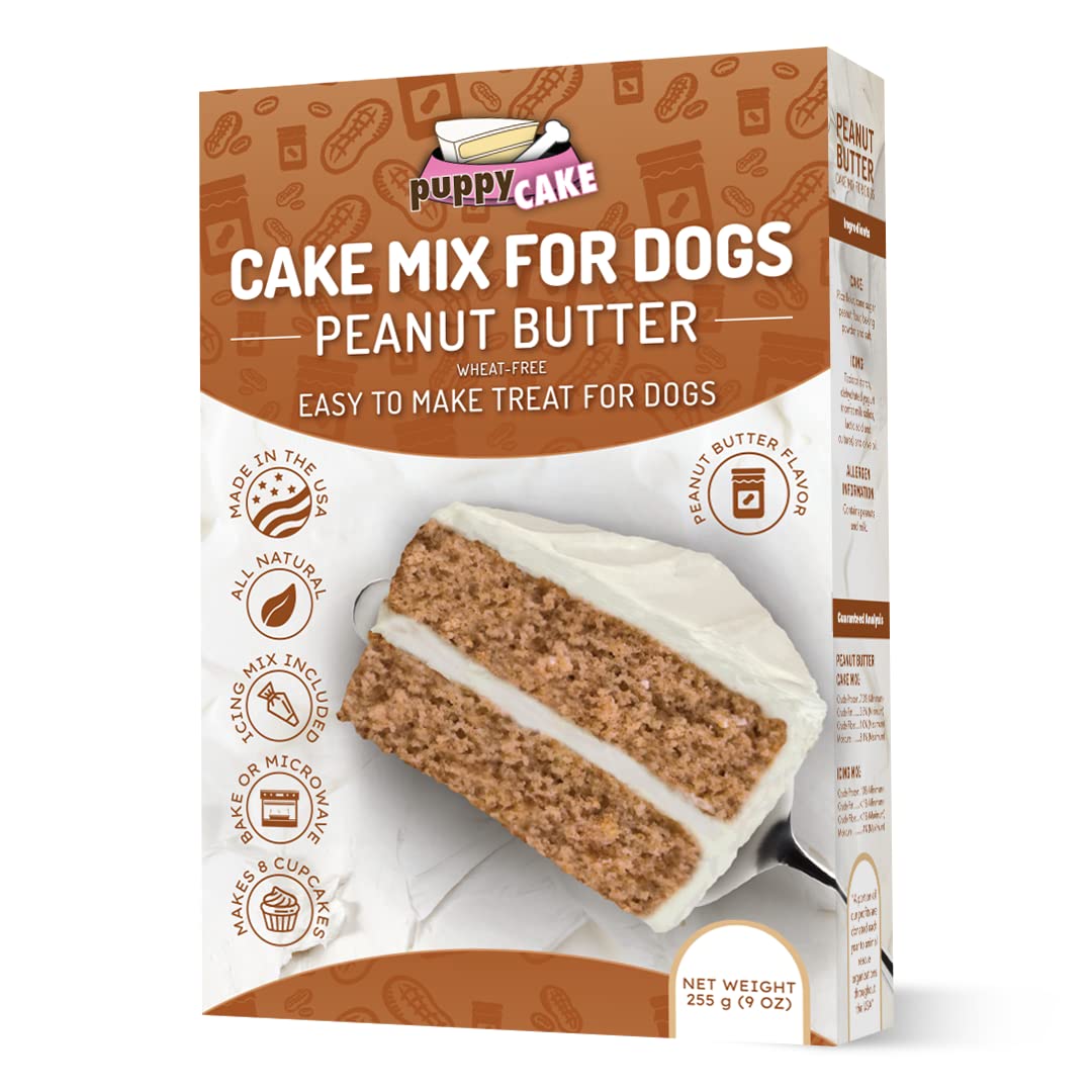 Puppy Cake Cake and Ice Cream All Natural Fluffy & Moist Dog Birthday Cake Kit in with Peanut Butter, Your Choice of Ice Cream M