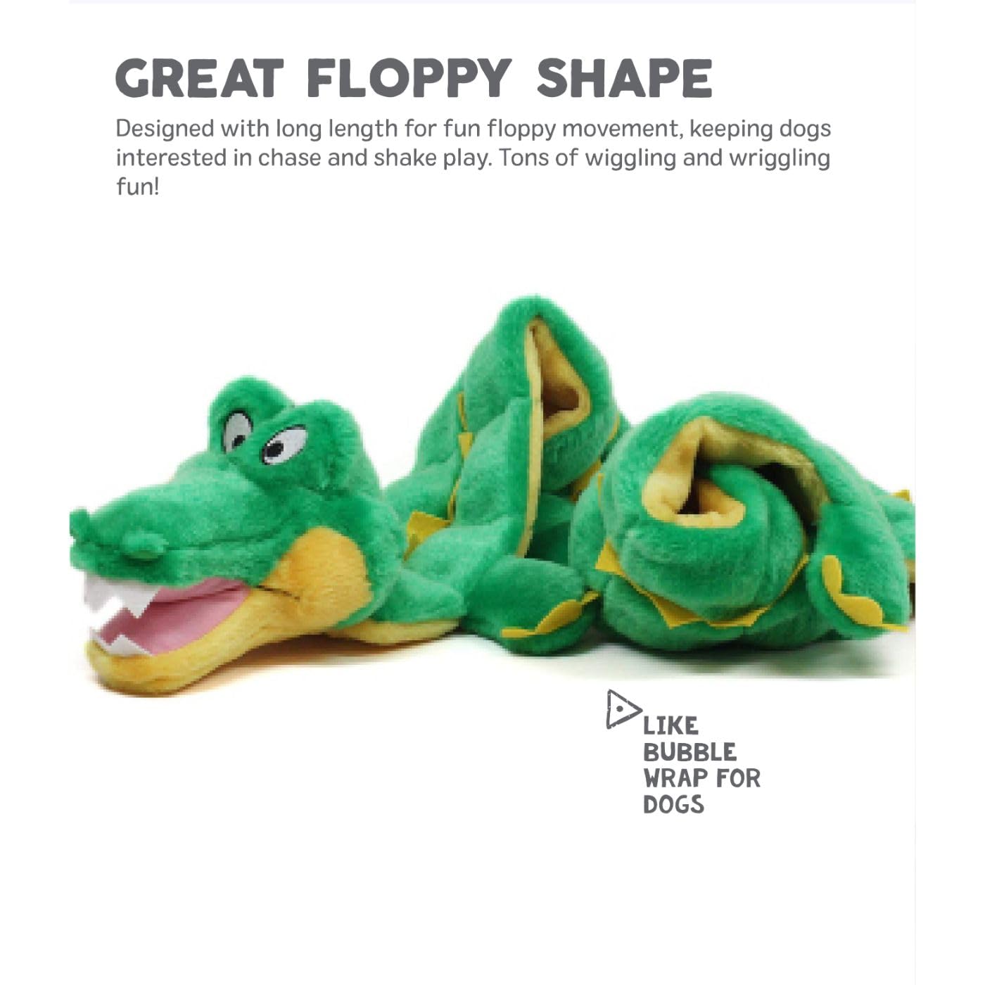 Outward Hound Squeaker Matz Plush Gator Dog Toy, Xl