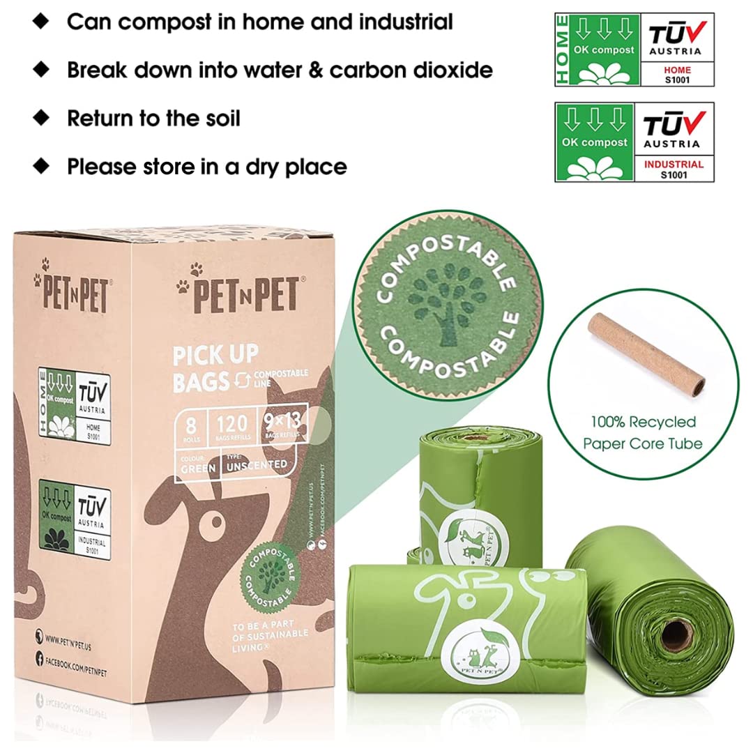 Pet N Pet Poop Bags For Dogs, 240 Counts Compostable Dog Poop Bags Rolls, Dog Bags For Poop, Thick Dog Poop Bag Rolls, Doggy Poop Bags, 100% Leak-Proof Easy To Use Pet Poop Bags