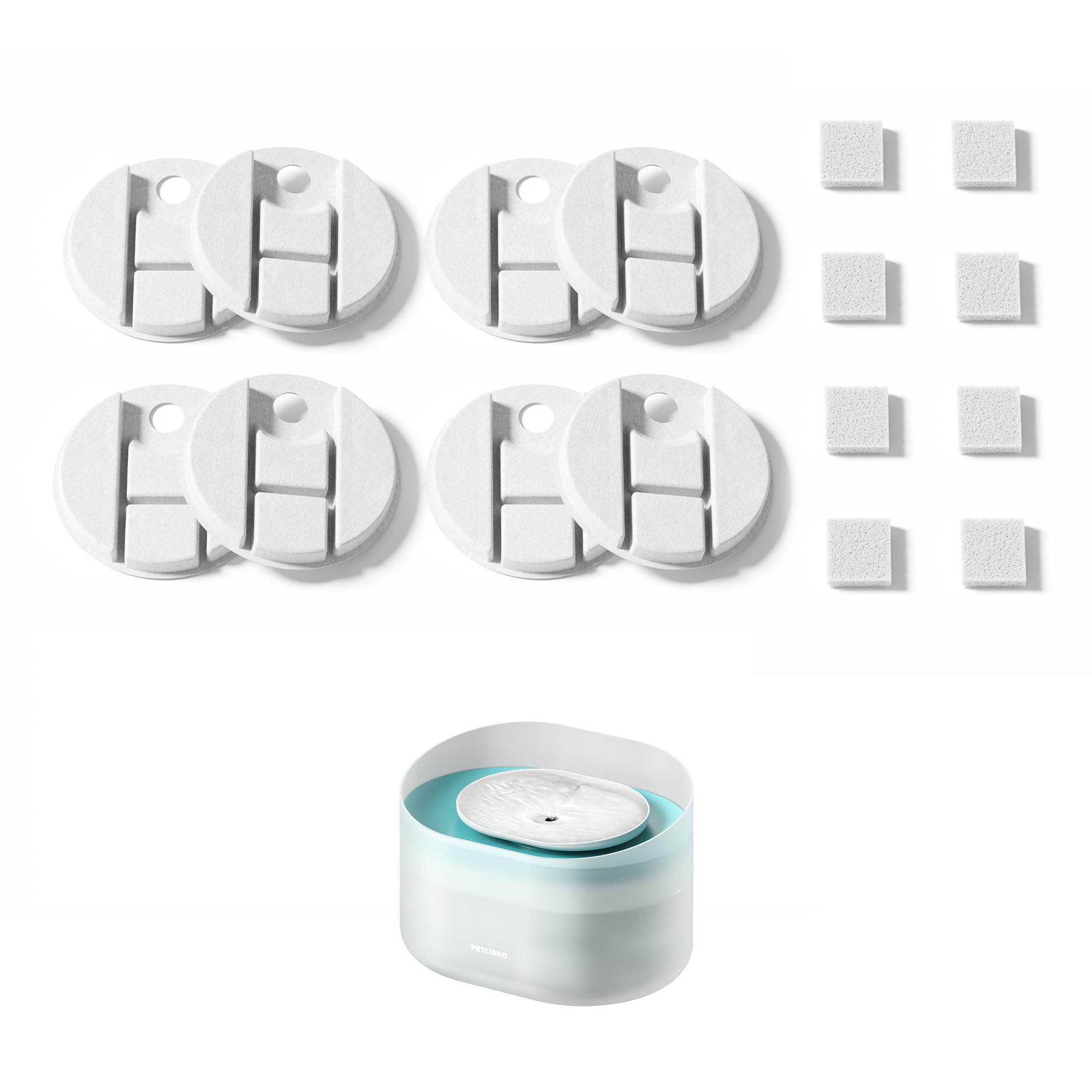 Petlibro Replacement Filters For Capsule Dog Fountain Plwf008, 4 Month Set Of Filters For Dog Water Dispensers, 8 Count Pack, Wh