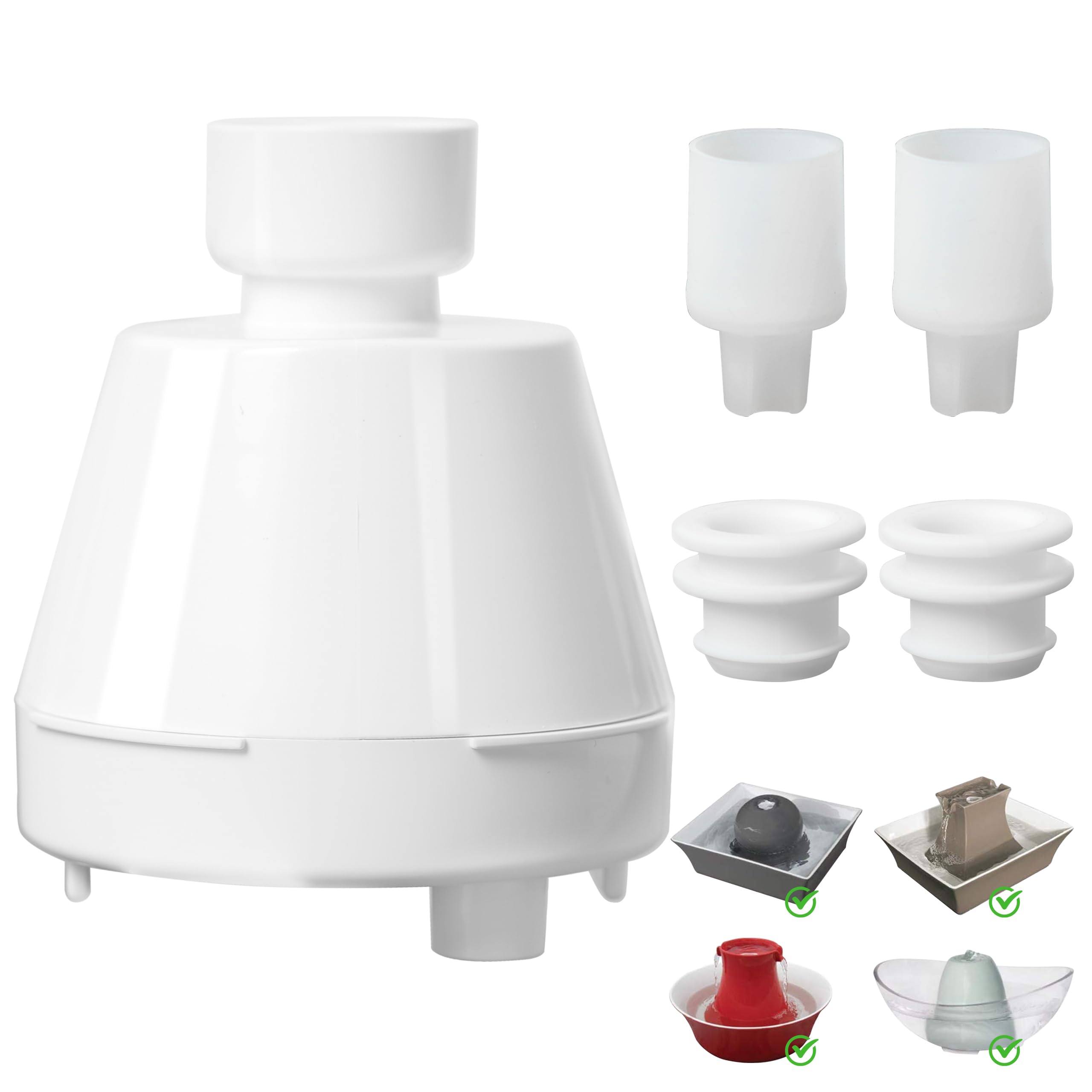 Cat Water Fountain Replacement Filter Housing & Silicone Nozzle Plug Set Pet Water Dispenser, Pet Fountain Parts Accessories (B.