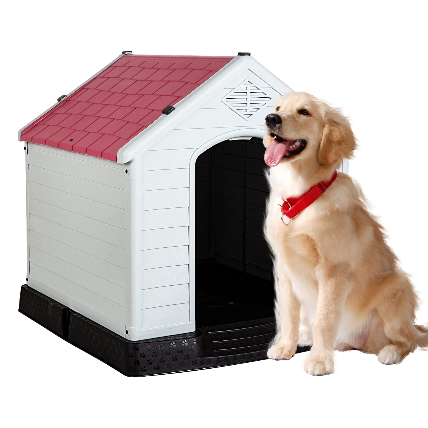 Bestpet 39Inch Large Dog House Insulated Kennel Durable Plastic Dog House For Small Medium Large Dogs Indoor Outdoor Weather & W