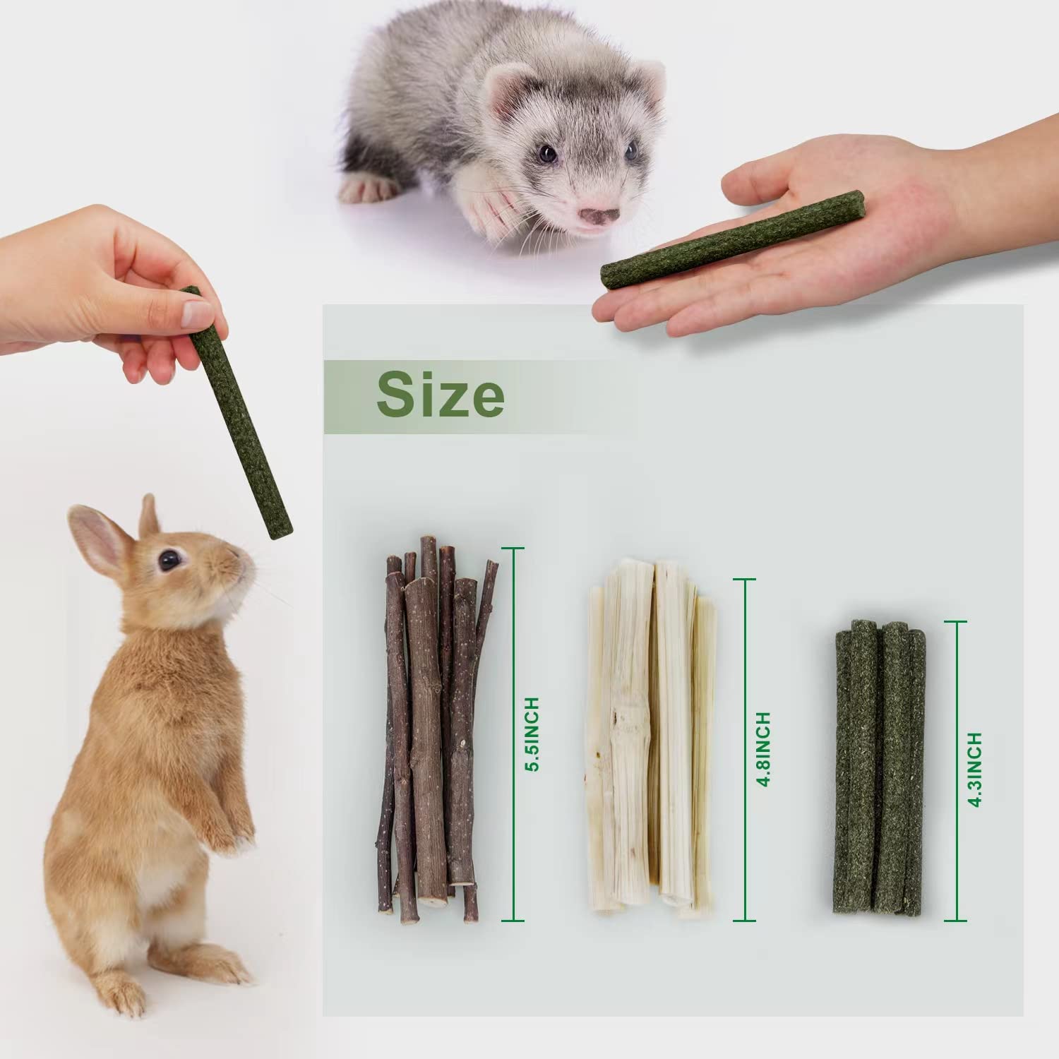 Dbeans Flourithing 300g Guinea Pig & Rabbit Chew Toys with Apple & Timothy Sticks - Prevent Overgrown Teeth with Sweet Bamboo Tr