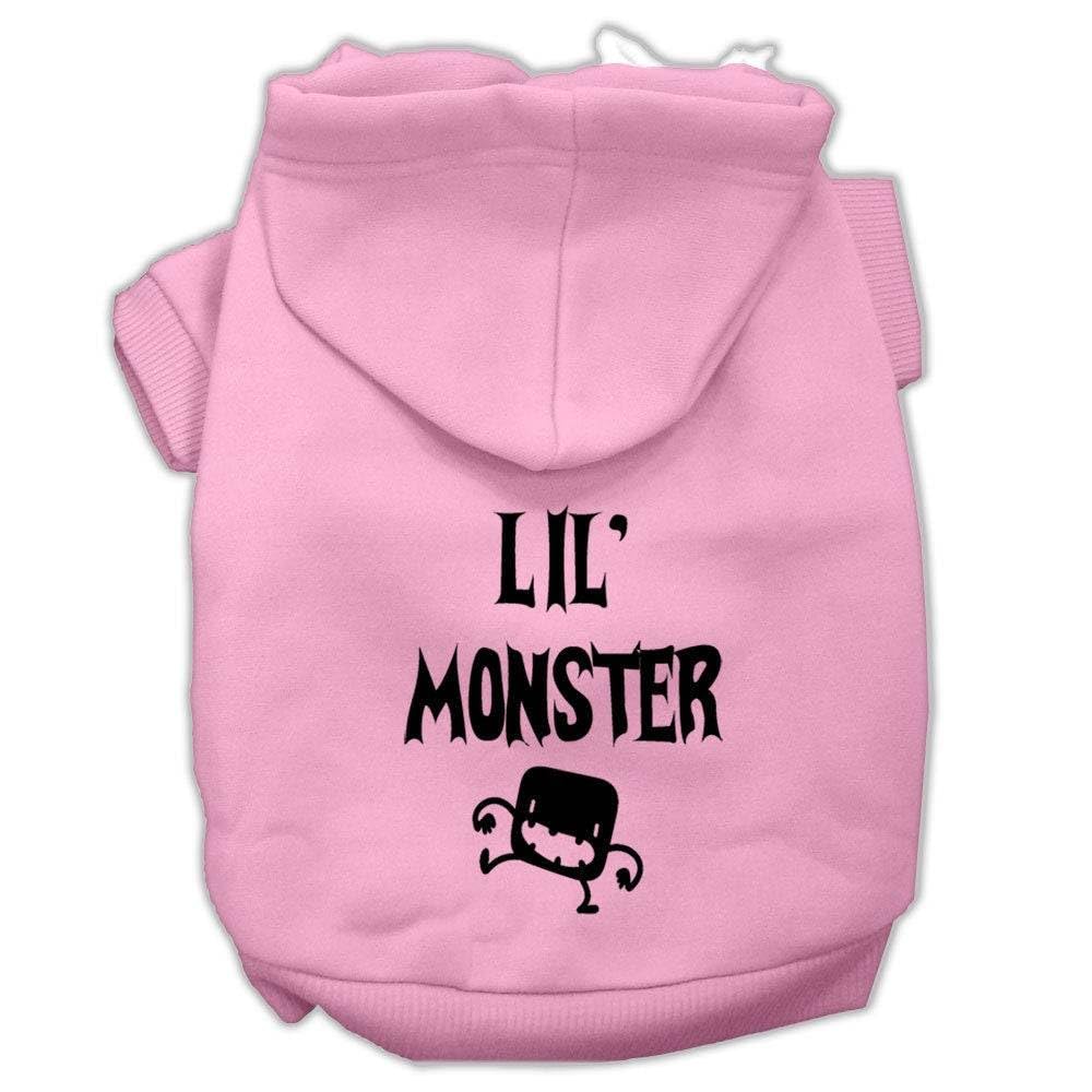 Halloween Pet, Dog & Cat Hoodie Screen Printed, 'Lil Monster' Light Pink Lg (10-14 Lbs.)