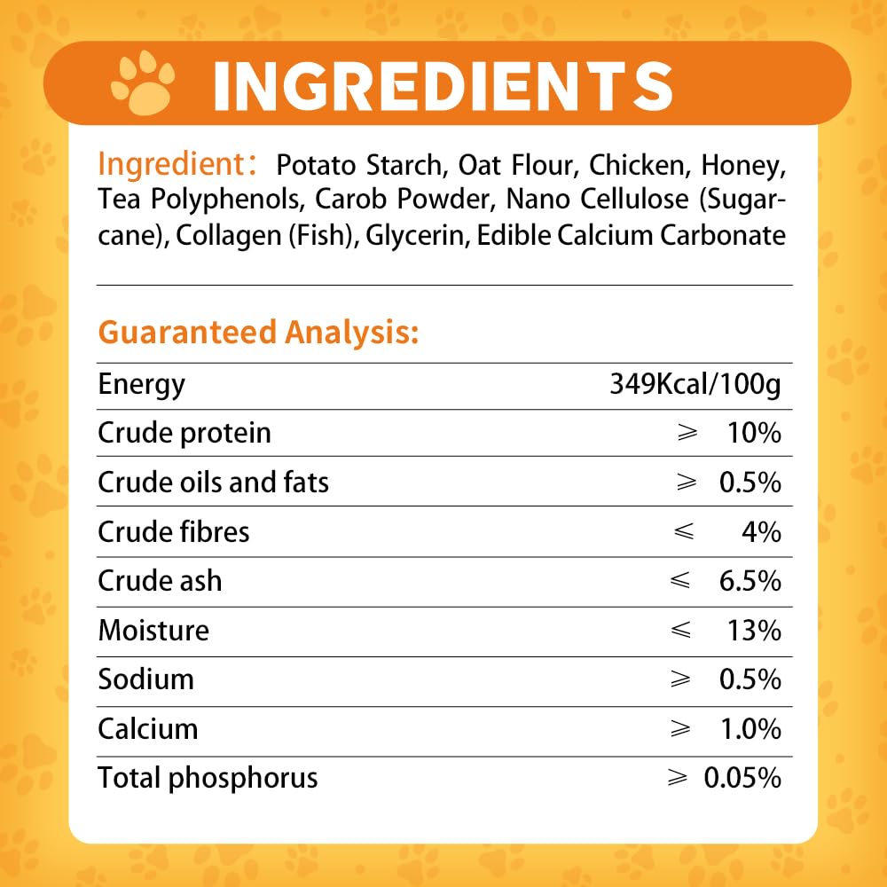 FAYWELL - Honey Dog Chewing Treat with Tea Polyphenols and Dietary Fiber, Chicken & Honey Taste, Low-Fat Protein, 5pcs