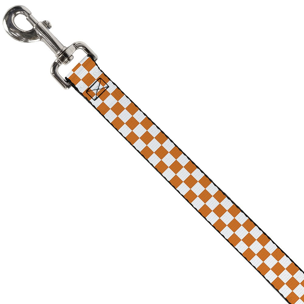 Dog Leash Checker White Tn Orange 6 Feet Long 1.0 Inch Wide