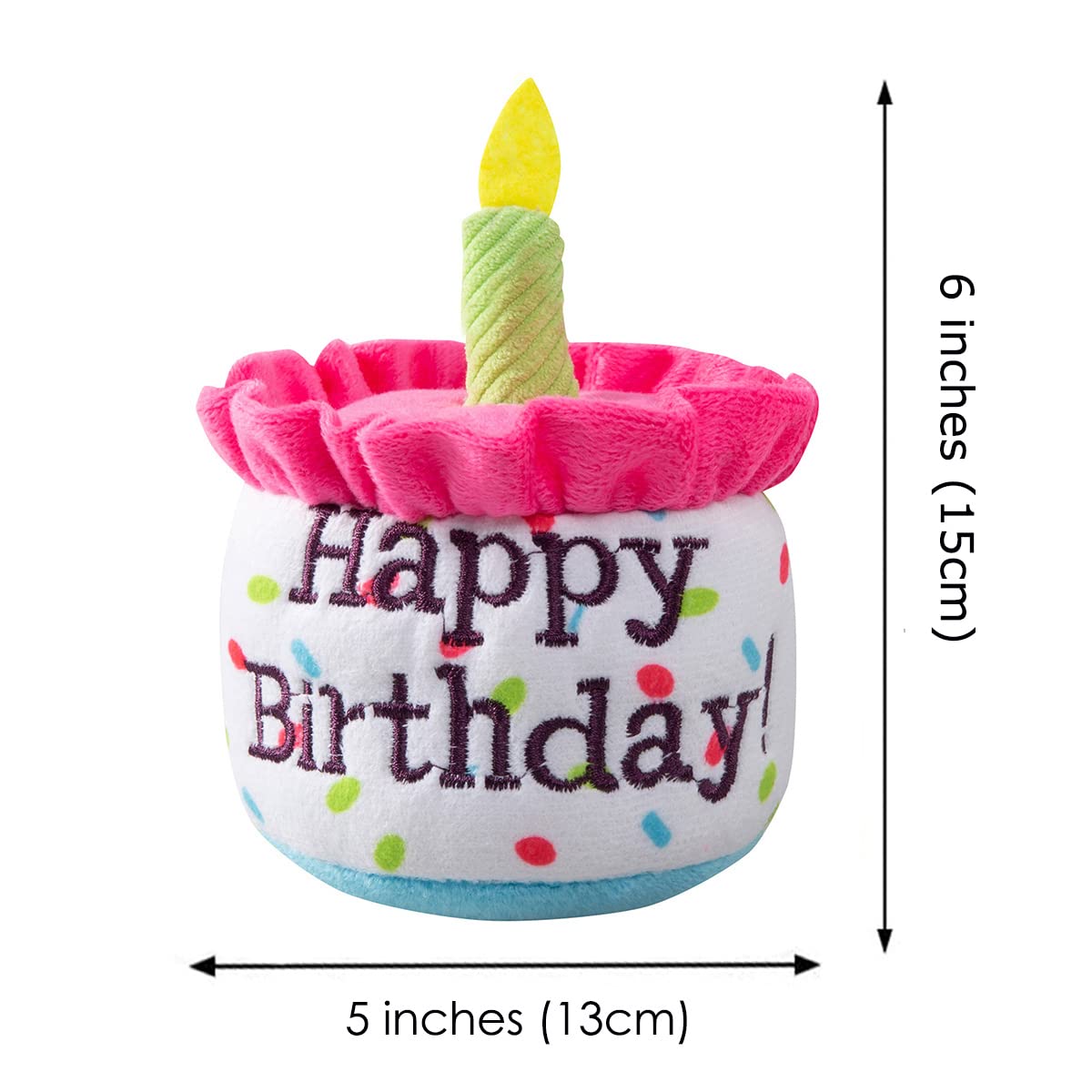 Ushang Pet Dog Birthday Cake Toys, Happy Birthday Cake Shaped Squeaky Dog Toys For Medium & Large Dogs | Funny Dogs Gifts |Plush