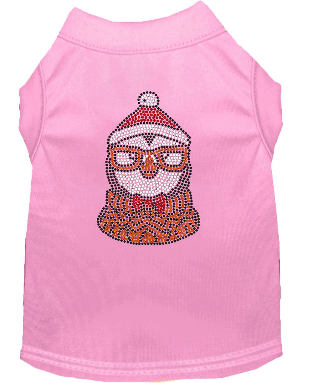 Christmas Pet Dog & Cat Shirt Rhinestone, 'Hipster Penguin' Light Pink 3Xl (25-35 Lbs.)