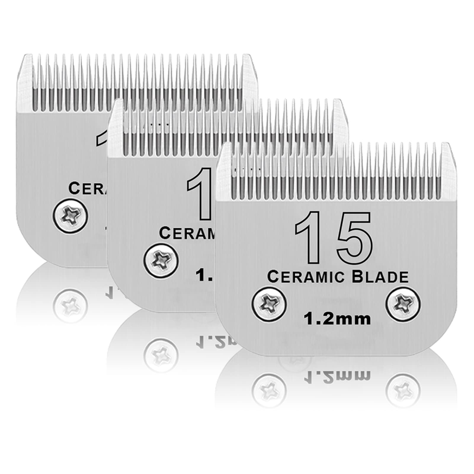 Dodaer 3 Pack 15# Detachable Pet Dog Grooming Ceramic Blades,Compatible With Andis,Oster A5,Wahl Km-10 Series,Size 15# Blade 3/6