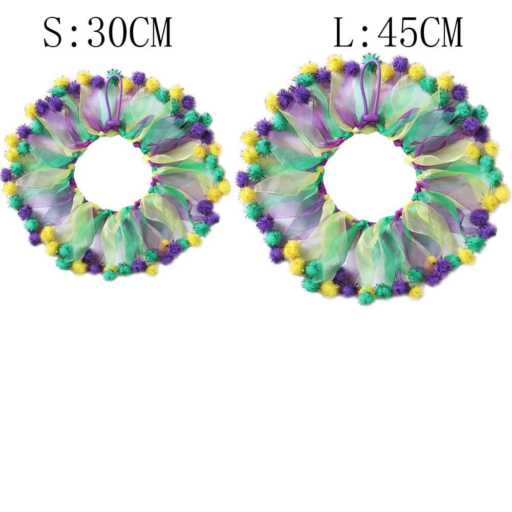 Yanqinqin Christmas Pet Collar Ornaments Purple Yellow Green Collar Adjustable Holiday Dress For Cat And Dog (A-S(30Cm))