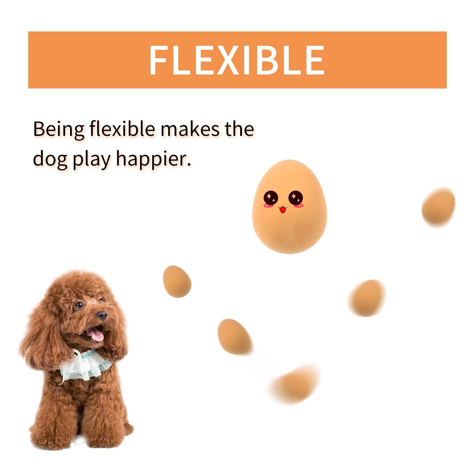 Andiker Dog Egg Toy, 1Pcs Soft Rubber Dog Ball Toy Interactive Puppy Toys For Small Dogs Fetch Play Soft Rubber Fake Egg Bouncy