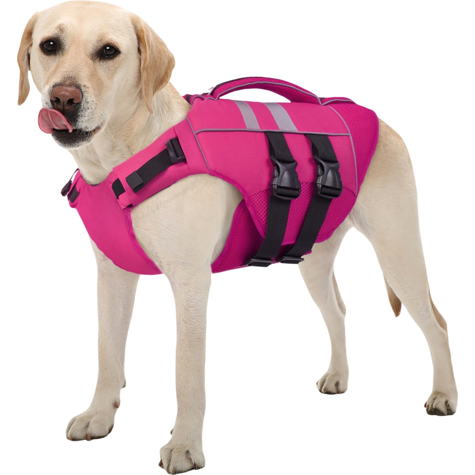 Kuoser Dog Life Jacket Large, High Flotation Dog Life Vest For Swimming Boating, Reflective Dog Swimming Vest Pet Life Preserver