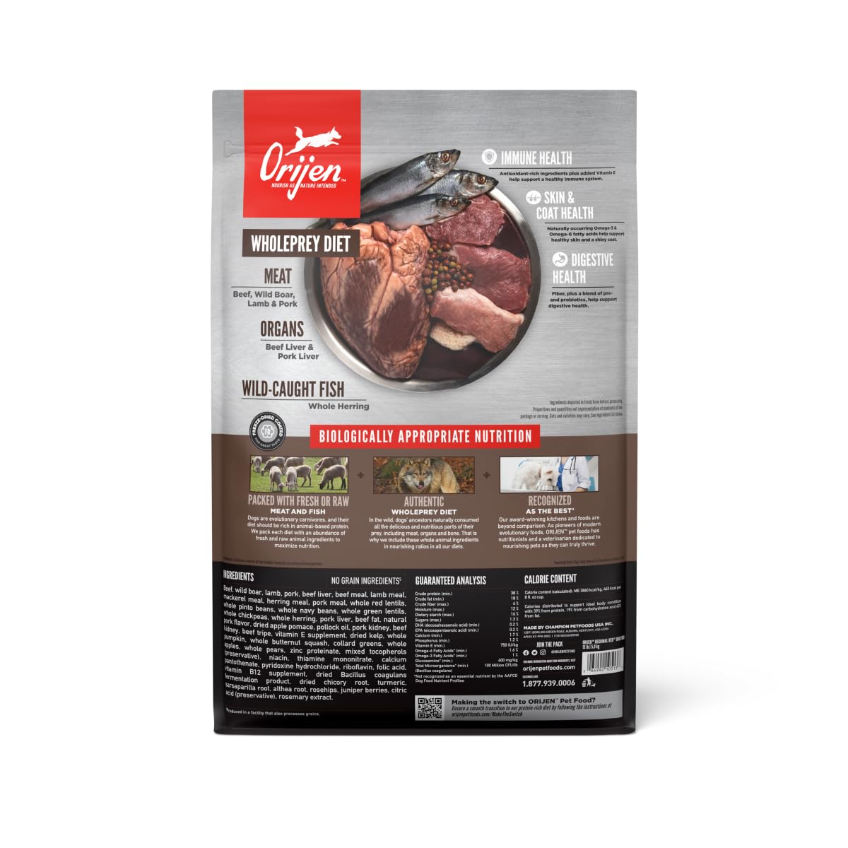 ORIJEN Regional RED Dry Dog Food, Grain Free and Poultry Free Dog Food, Fresh or Raw Ingredients, 13lb