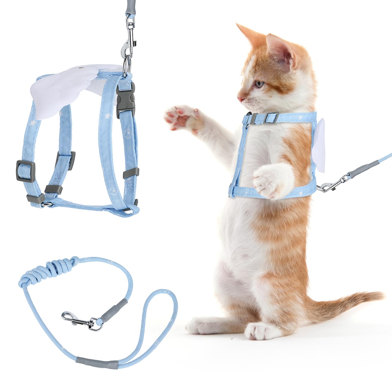 Tiesome Cat Harness And Leash Set, Adjustable Gradient Kitten Harness Escape Proof Harness With Leash For Kitty Outdoor Walking 
