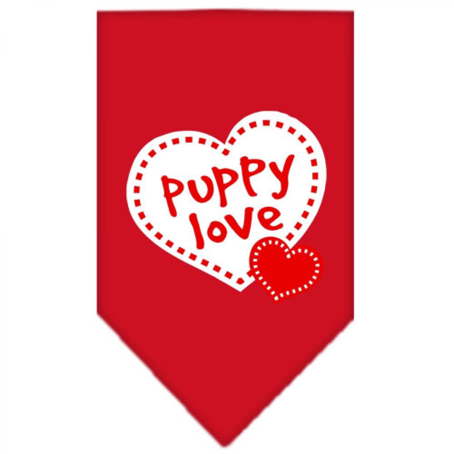 Mirage Pet Products Puppy Love Screen Print Bandana, Small, Red