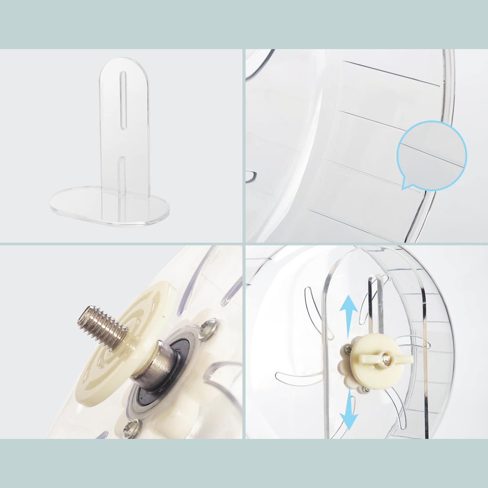 Sirvarni Silent Hamster Exercise Wheel - Hamster Toys Cages Accessories 9.45 Inch Running Spinner With Adjustable Stand Quite Ru