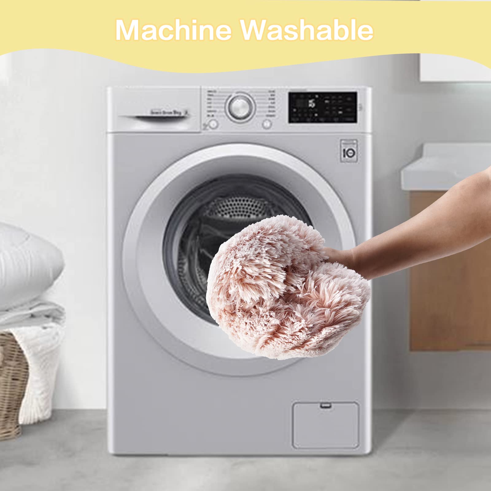 Bedfolks Calming Donut Dog Bed, 36 Inches Round Fluffy Dog Beds For Large Dogs, Anti-Anxiety Plush Dog Bed, Machine Washable Pet Bed (Pink, Large)