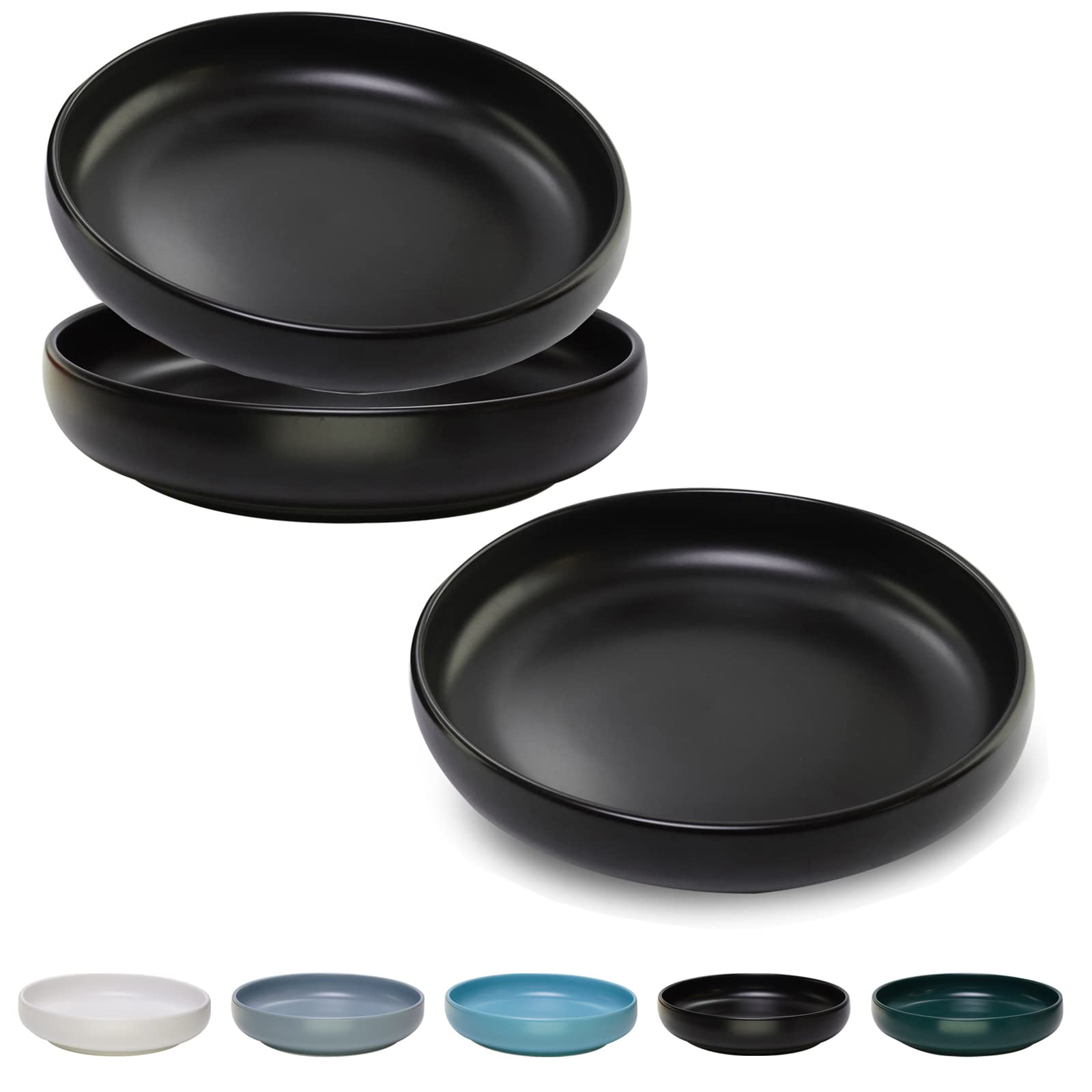 Ceramic Cat Bowls,Shallow Cat Dishes for Food and Water, 6.1 inch Matte Finish Wide Cat Food Bowl,Whisker Fatigue Free Pet Puppy