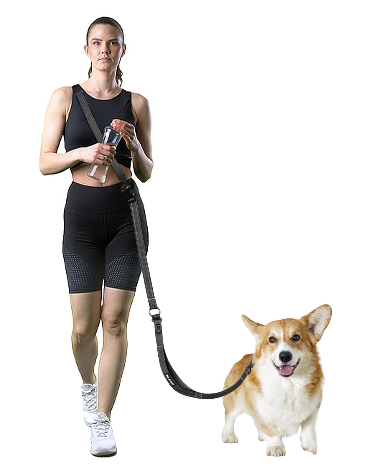 Wanfire Hands Free Dog Leash, Crossbody Dog Leash, 5.3-7.8Ft Waist Belt With Car Seatbelt And Double-Sided Reflective,Walking, J