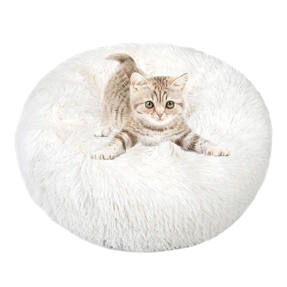 Otoez Kitten Puppy Donut Bed - Small Round Dog Cat Beds Anti Anxiety Plush Pet Calming With Non-Slip Waterproof Bottom, Washable
