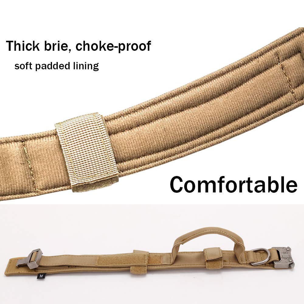 Tactical Dog Collar Military Dog Collar Adjustable Nylon Dog Collar Heavy Duty Metal Buckle With Handle For Dog Training (Brown,Xxl)
