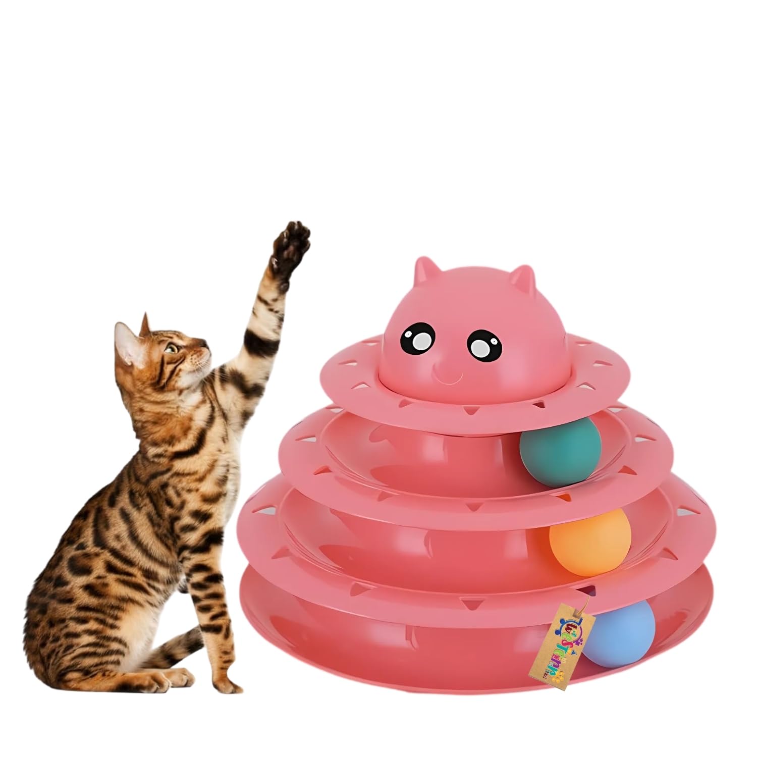 Western Era Cat 3 Level Toy  Engaging MultiTier Interactive Play Tower With Rolling Balls For Cats And Kittens, Promotes Menta